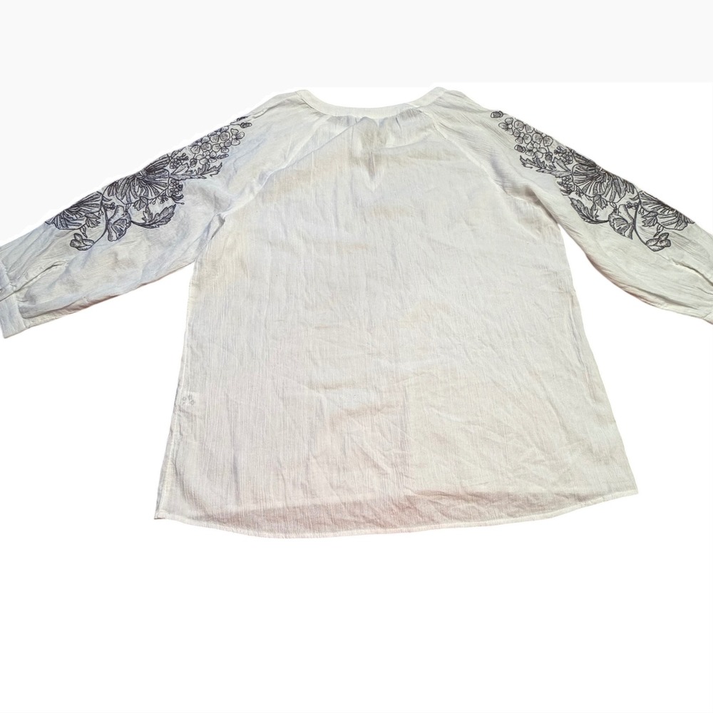 Pure Jill Lightweight Cotton Embroidered V-Neck Tunic Top Size Large Tall Boho - Picture 5 of 10